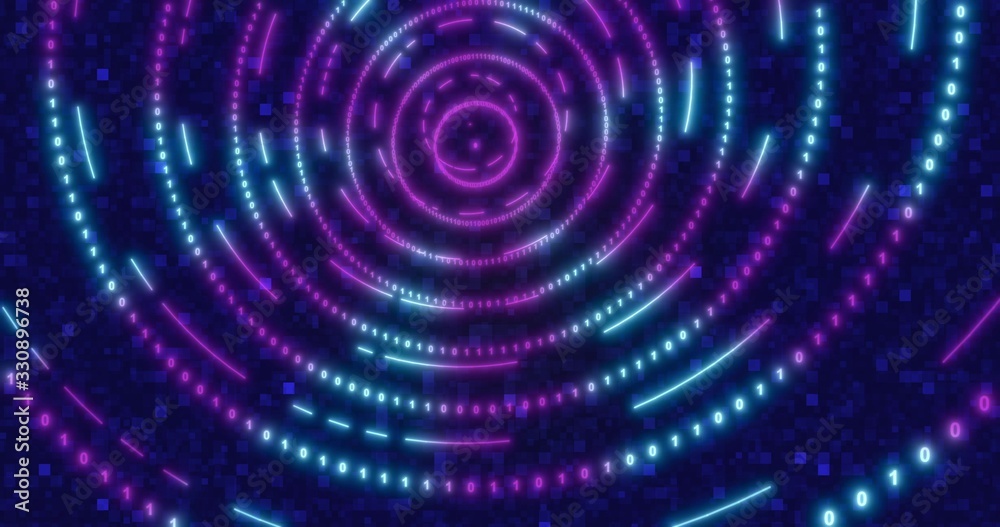 Neon Digital binary tunnel. background for network, big data, data center, digital event. Neon Digital binary tunnel. background for network, big data, data center, digital event.
