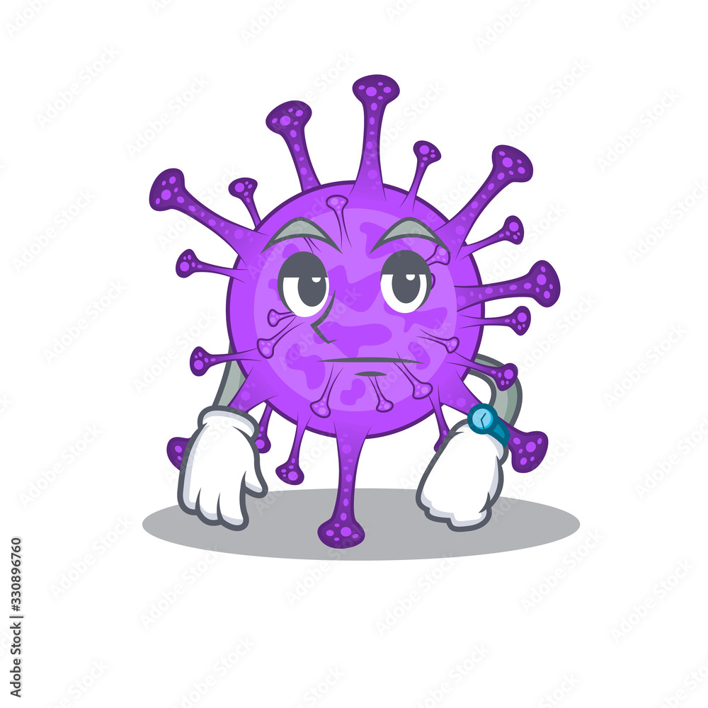 Bovine coronavirus on waiting gesture mascot design style Bovine coronavirus on waiting gesture mascot design style