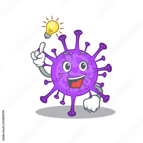 Have an idea gesture of bovine coronavirus mascot character design