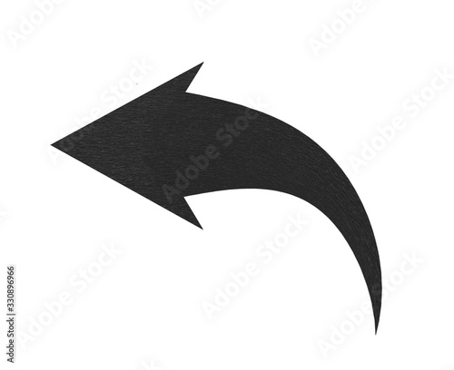 Paper black arrow on white background