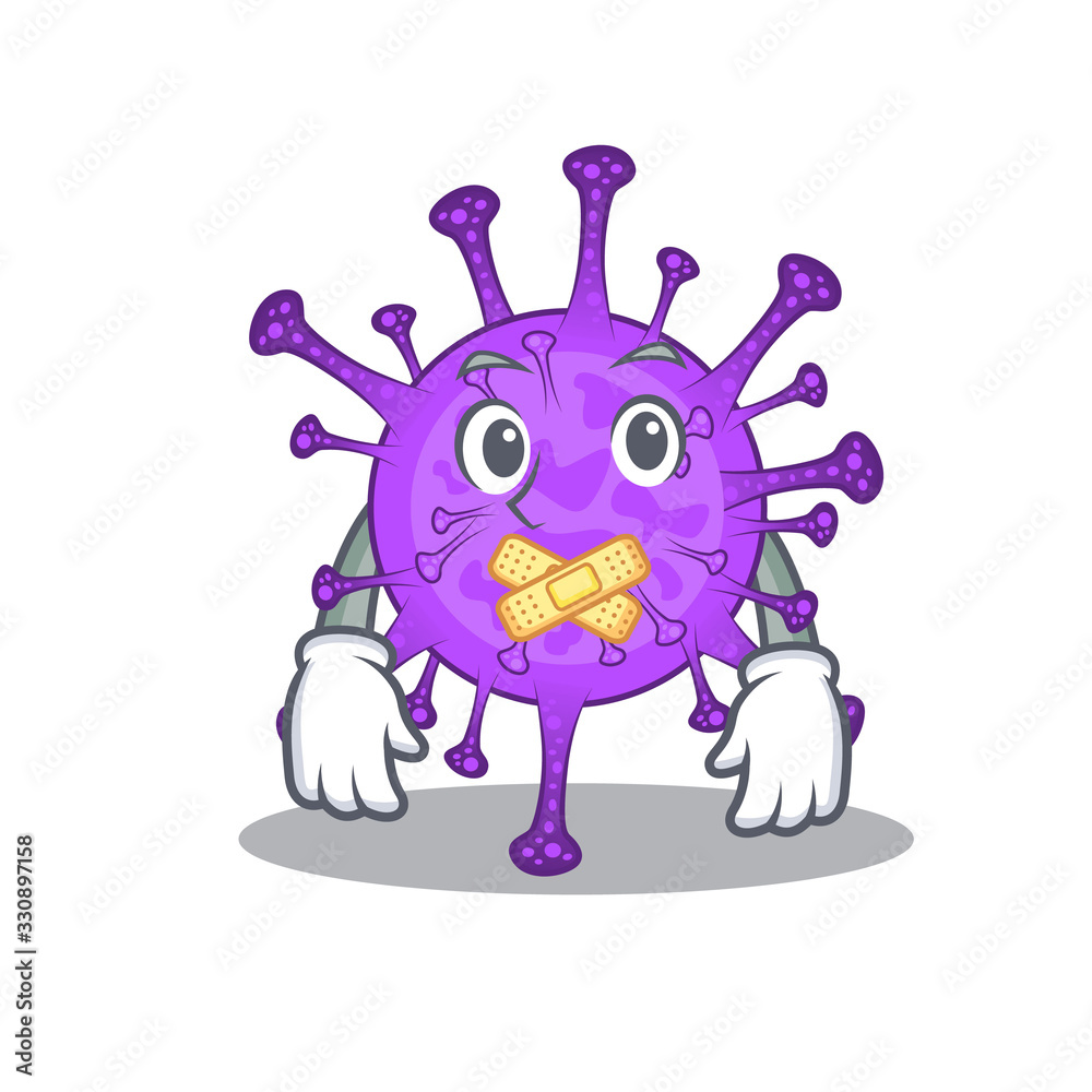 Bovine coronavirus mascot cartoon character design with silent gesture