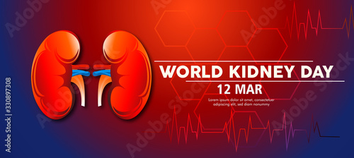 Illustration Of World Kidney Day Poster Or Banner Background.Kidney care logo design. Urology vector design. World kidney day logotype