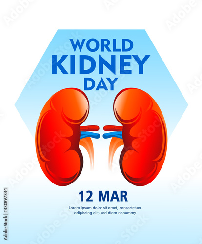 Illustration Of World Kidney Day Poster Or Banner Background.Kidney care logo design. Urology vector design. World kidney day logotype