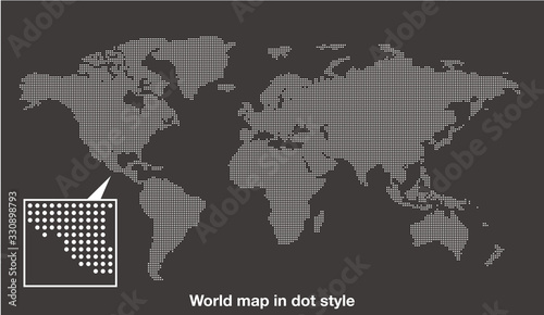 地図素材：世界地図　ドット　タイル　インフォグラフィック　ダイアグラム　モザイク