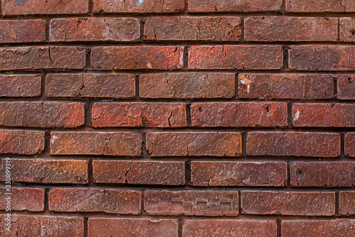 Brickwork. Background of red textured bricks.