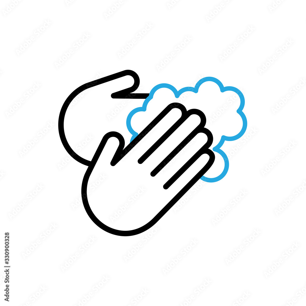 Hands Wash With Soap Icon Vector. Outline Hand Washing With Soap Sign. Isolated Contour Symbol Illustration. Hands Wash With Soap Icon Vector. Outline Hand Washing With Soap Sign. Isolated Contour Symbol Illustration.