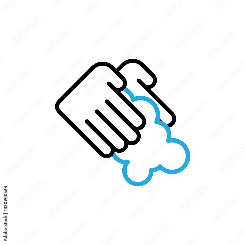 Hands Wash With Soap Icon Vector. Outline Hand Washing With Soap Sign. Isolated Contour Symbol Illustration.