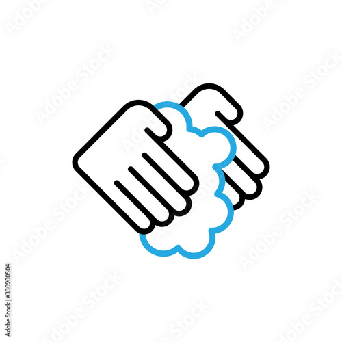 Hands Wash With Soap Icon Vector. Outline Hand Washing With Soap Sign. Isolated Contour Symbol Illustration.