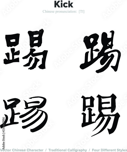 KIck - Chinese Calligraphy with translation, 4 styles
