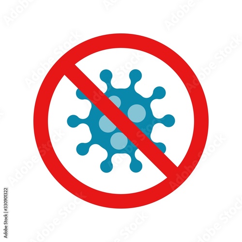 Stop coronavirus. Red prohibit sign. Vector corona virus symbol. Bacteria Covid 19-NCP