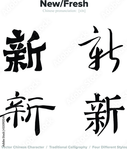 New  Fresh - Chinese Calligraphy with translation  4 styles