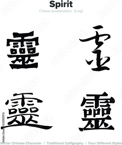 Spirit, Soul, Smart - Chinese Calligraphy with translation, 4 styles