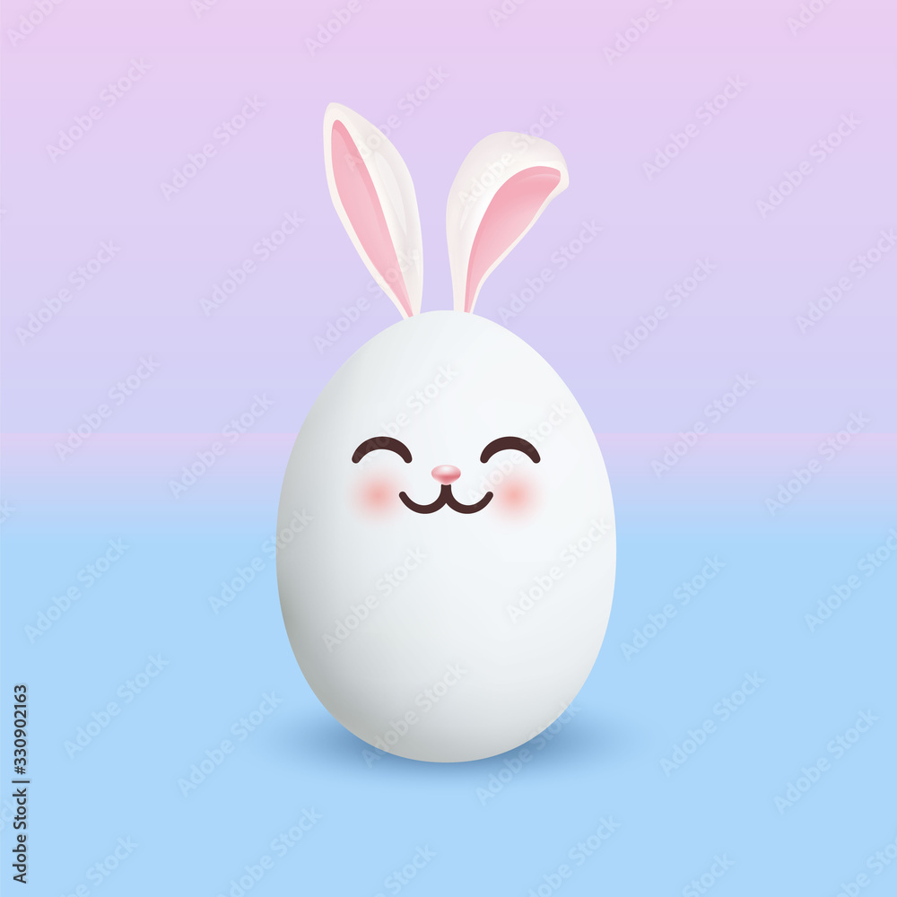Easter egg character with rabbit or bunny ears. Easter egg character with rabbit or bunny ears.