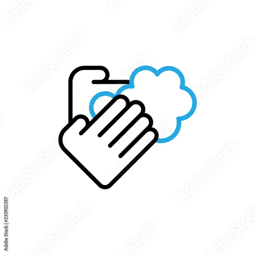 Hands Wash With Soap Icon Vector. Outline Hand Washing With Soap Sign. Isolated Contour Symbol Illustration.