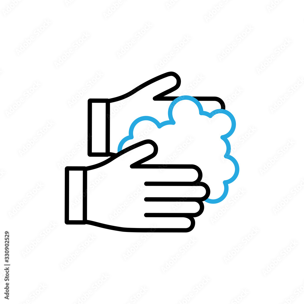 Hands Wash With Soap Icon Vector. Outline Hand Washing With Soap Sign. Isolated Contour Symbol Illustration. Hands Wash With Soap Icon Vector. Outline Hand Washing With Soap Sign. Isolated Contour Symbol Illustration.