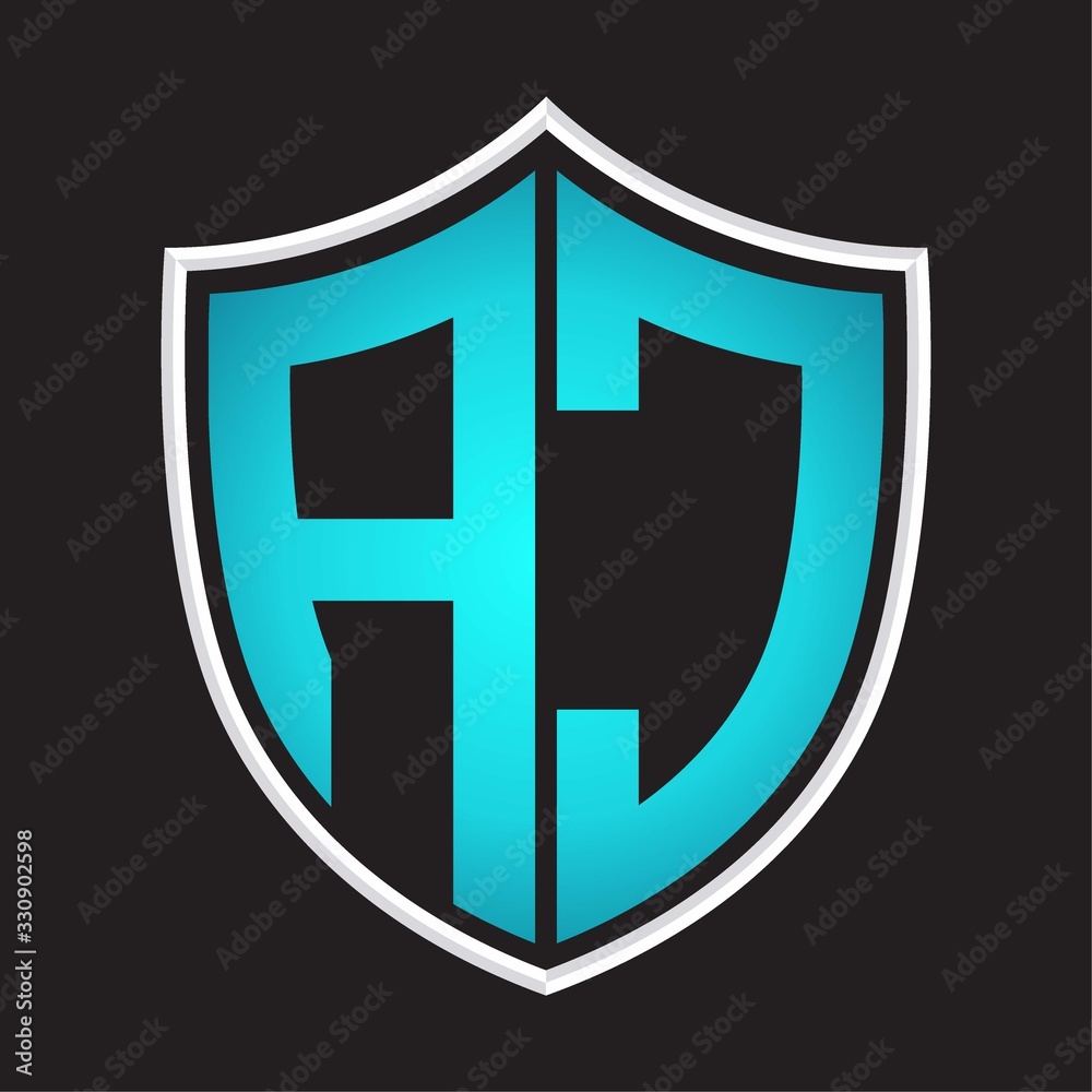 AC Logo monogram with shield shape isolated blue colors on outline design template AC Logo monogram with shield shape isolated blue colors on outline design template