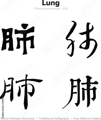 lung - Chinese Calligraphy with translation, 4 styles