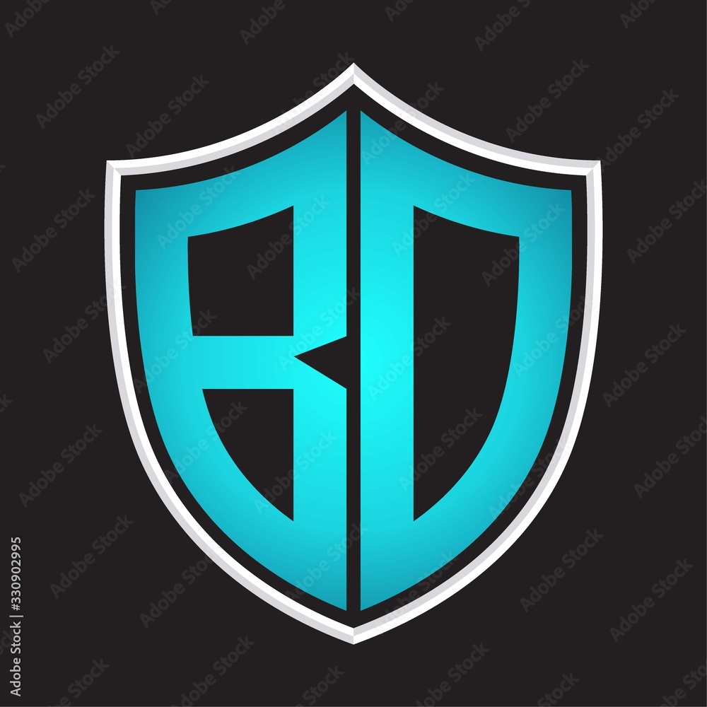 BD Logo monogram with shield shape isolated blue colors on outline design template BD Logo monogram with shield shape isolated blue colors on outline design template