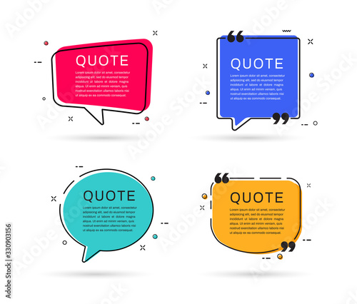 Quote frames templates. Speech bubble textbox. Flat design. Vector illustration