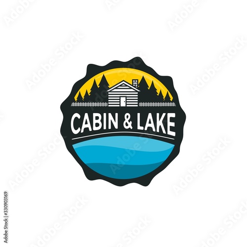 The cabin and lake Logo Illustration