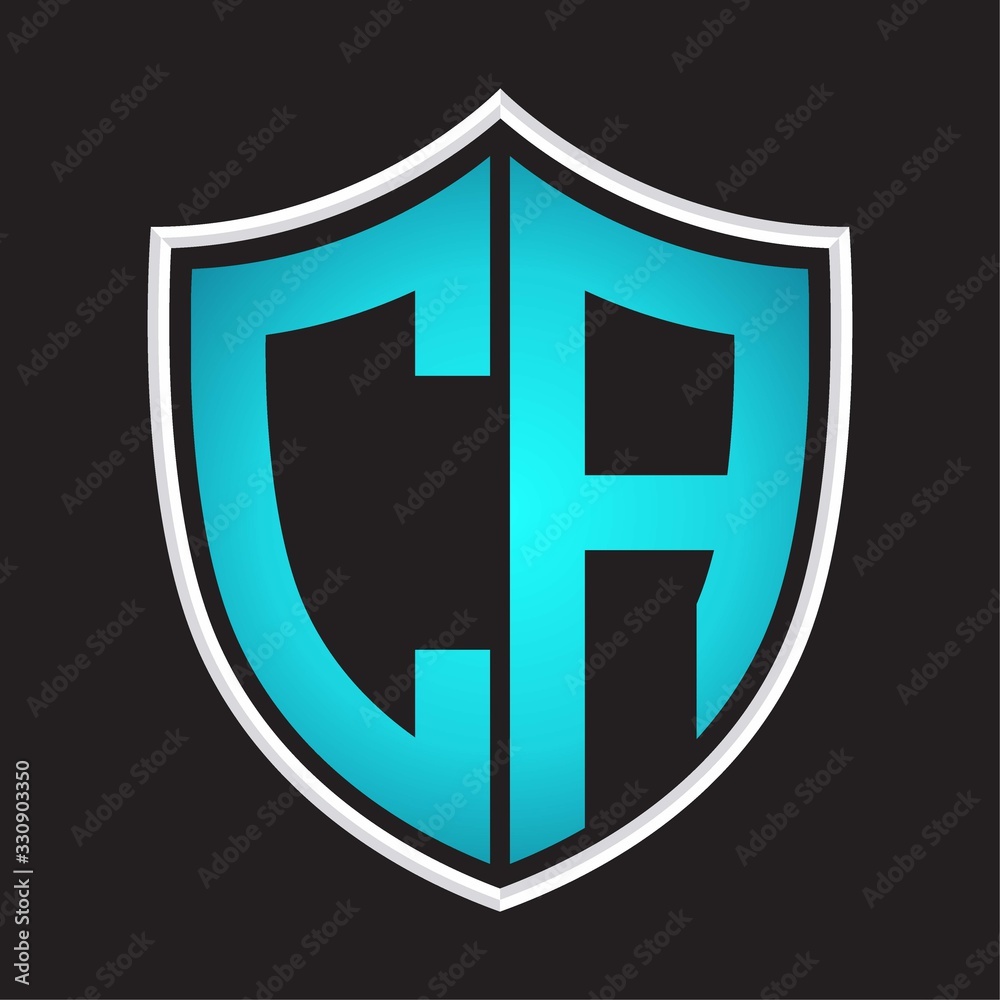 CA Logo monogram with shield shape isolated blue colors on outline design template CA Logo monogram with shield shape isolated blue colors on outline design template