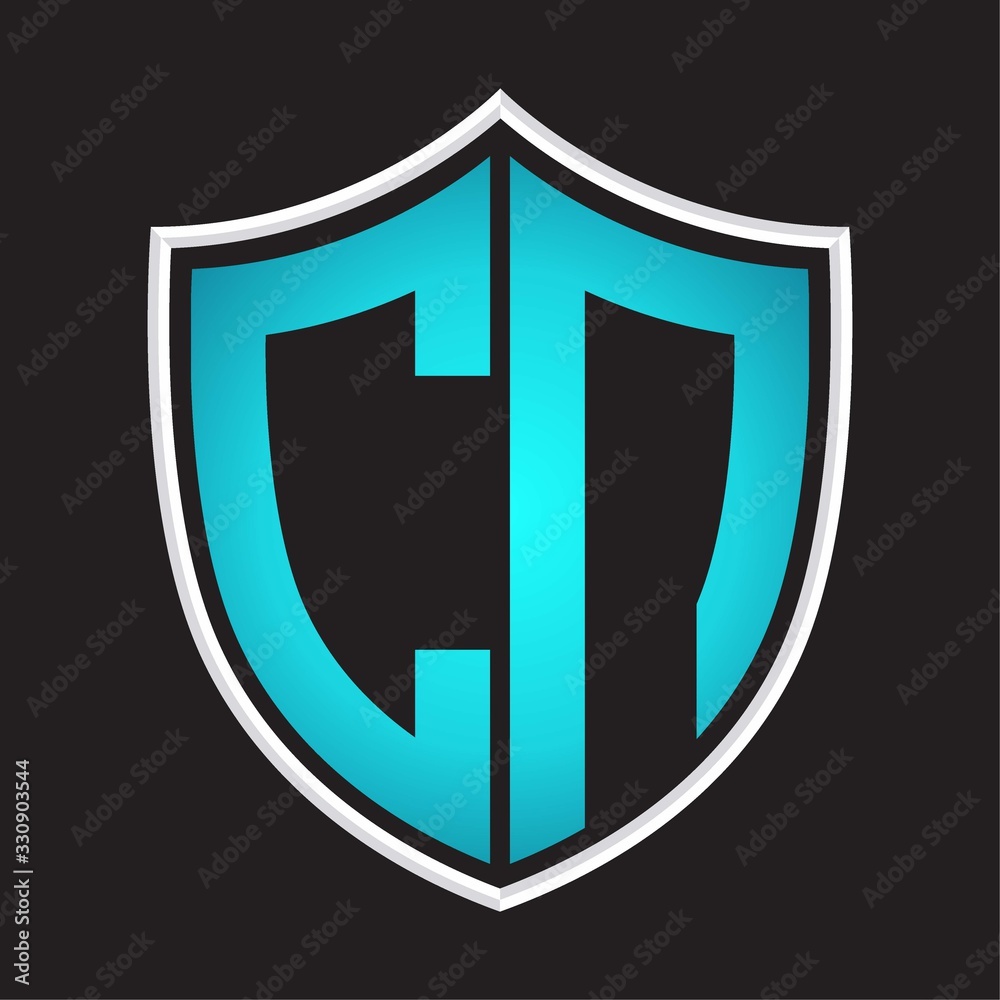 CN Logo monogram with shield shape isolated blue colors on outline design template CN Logo monogram with shield shape isolated blue colors on outline design template