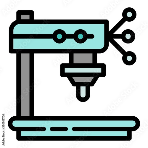 Factory drilling machine icon. Outline factory drilling machine vector icon for web design isolated on white background