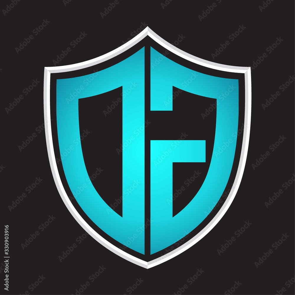 DG Logo monogram with shield shape isolated blue colors on outline design template DG Logo monogram with shield shape isolated blue colors on outline design template