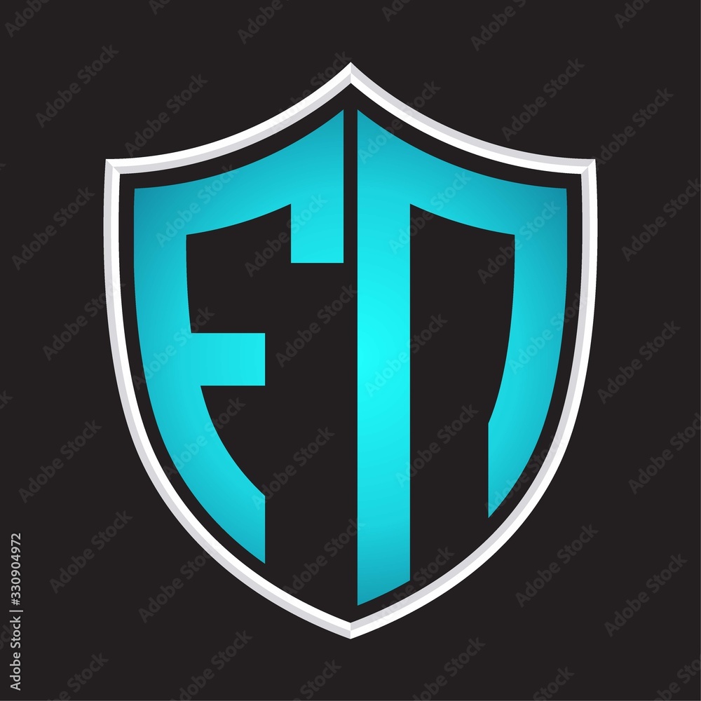 FN Logo monogram with shield shape isolated blue colors on outline design template FN Logo monogram with shield shape isolated blue colors on outline design template