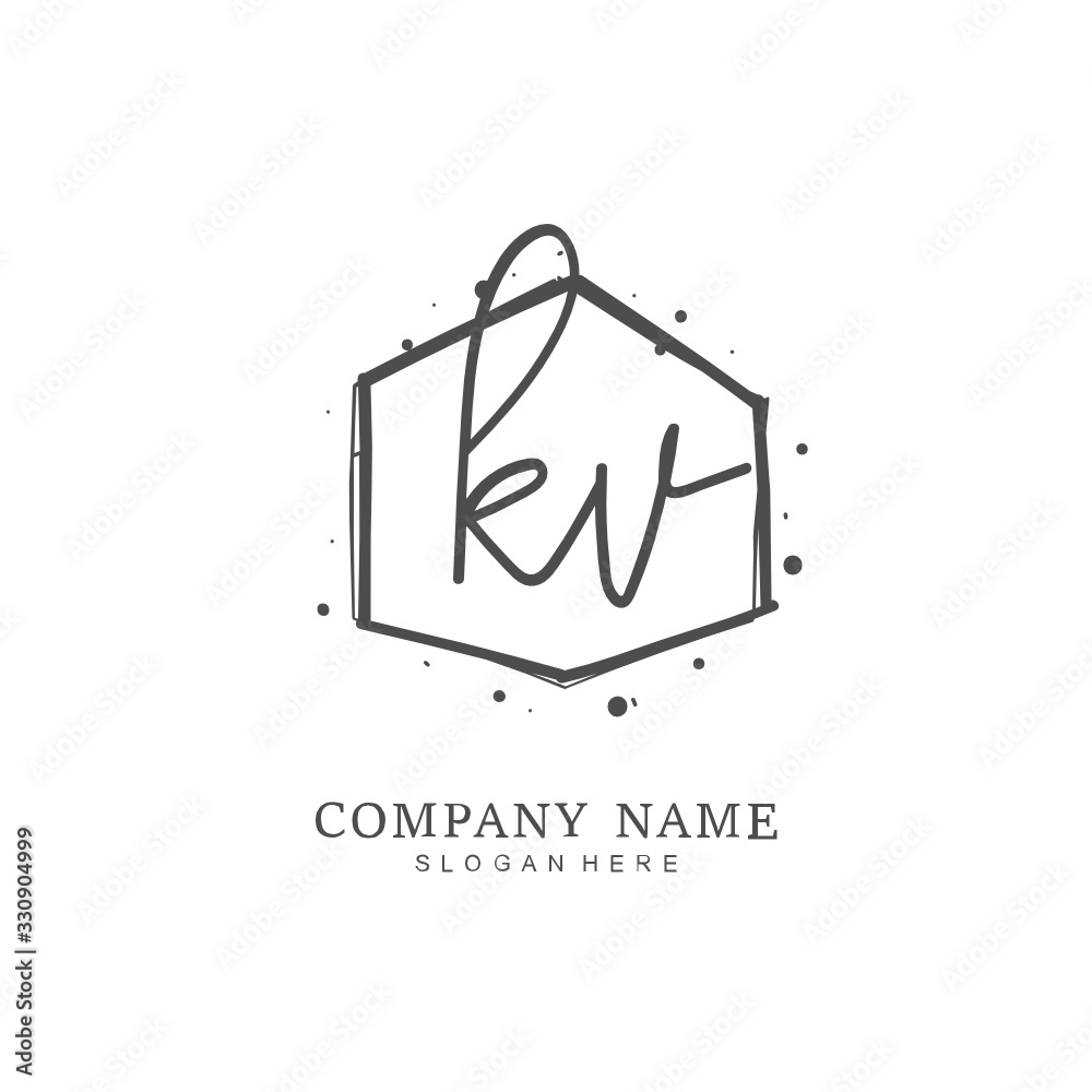 Handwritten initial letter K V KV for identity and logo. Vector logo template with handwriting and signature style. Handwritten initial letter K V KV for identity and logo. Vector logo template with handwriting and signature style.