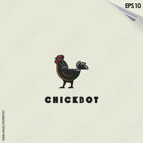 Chicken Of Robot Logo Design. Chicken Of Robot Logo Template. Modern Design. Flat Logo. Vector Illustration