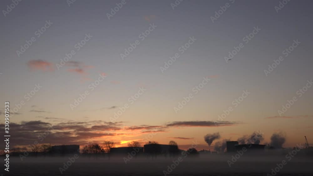 Morning light with industry and smoke UK 4K Morning light with industry and smoke UK 4K