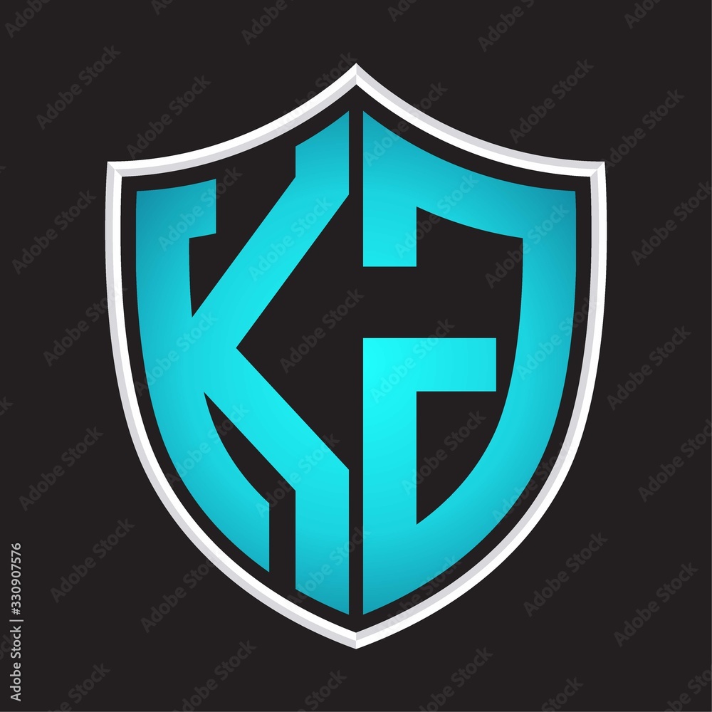 KG Logo monogram with shield shape isolated blue colors on outline design template KG Logo monogram with shield shape isolated blue colors on outline design template