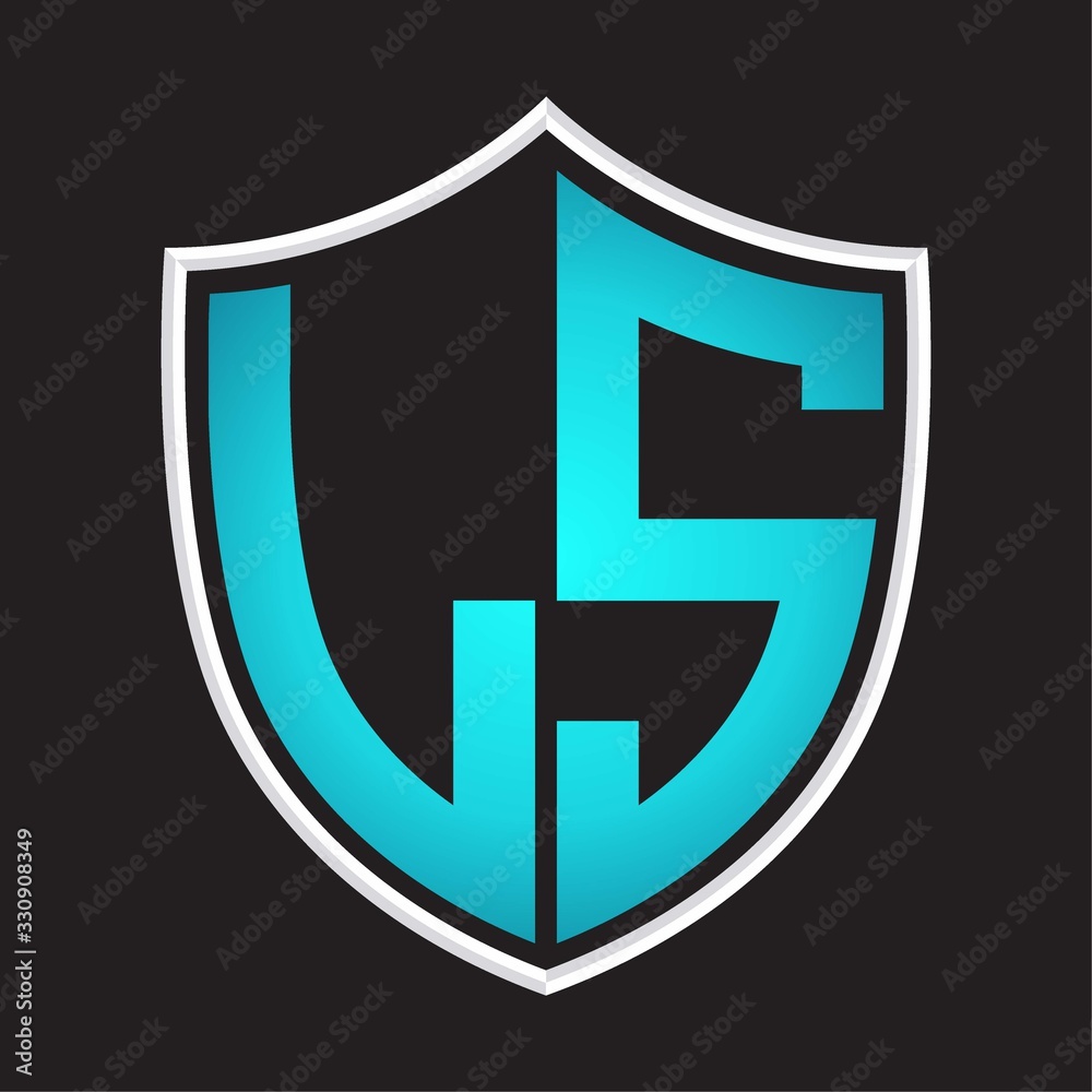 LS Logo monogram with shield shape isolated blue colors on outline design template LS Logo monogram with shield shape isolated blue colors on outline design template