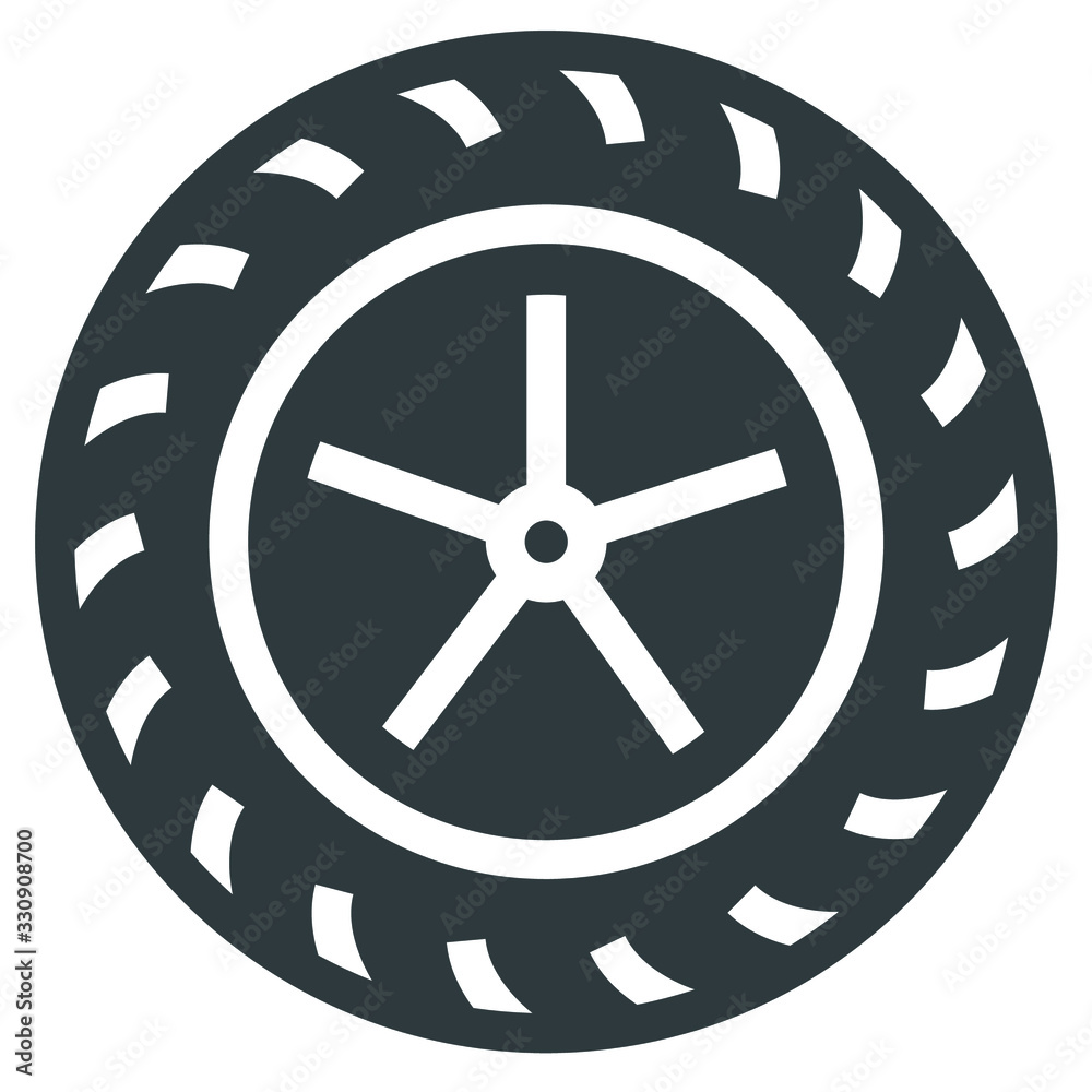 Car wheel black icon on white background Car wheel black icon on white background