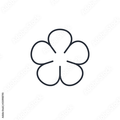 Flower. Five petals. Trendy design template. Simple vector linear icon isolated on white background.