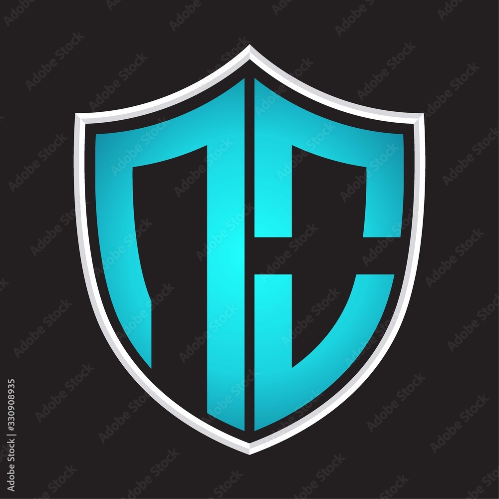 NO Logo monogram with shield shape isolated blue colors on outline design template NO Logo monogram with shield shape isolated blue colors on outline design template