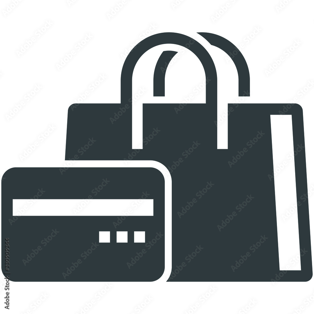 Shopping card and bag black icon on white background Shopping card and bag black icon on white background