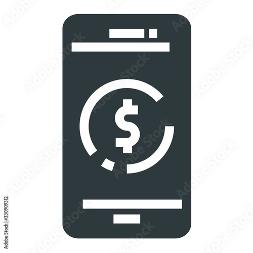 Wallpaper Mural dollar mobile black icon on white background Torontodigital.ca