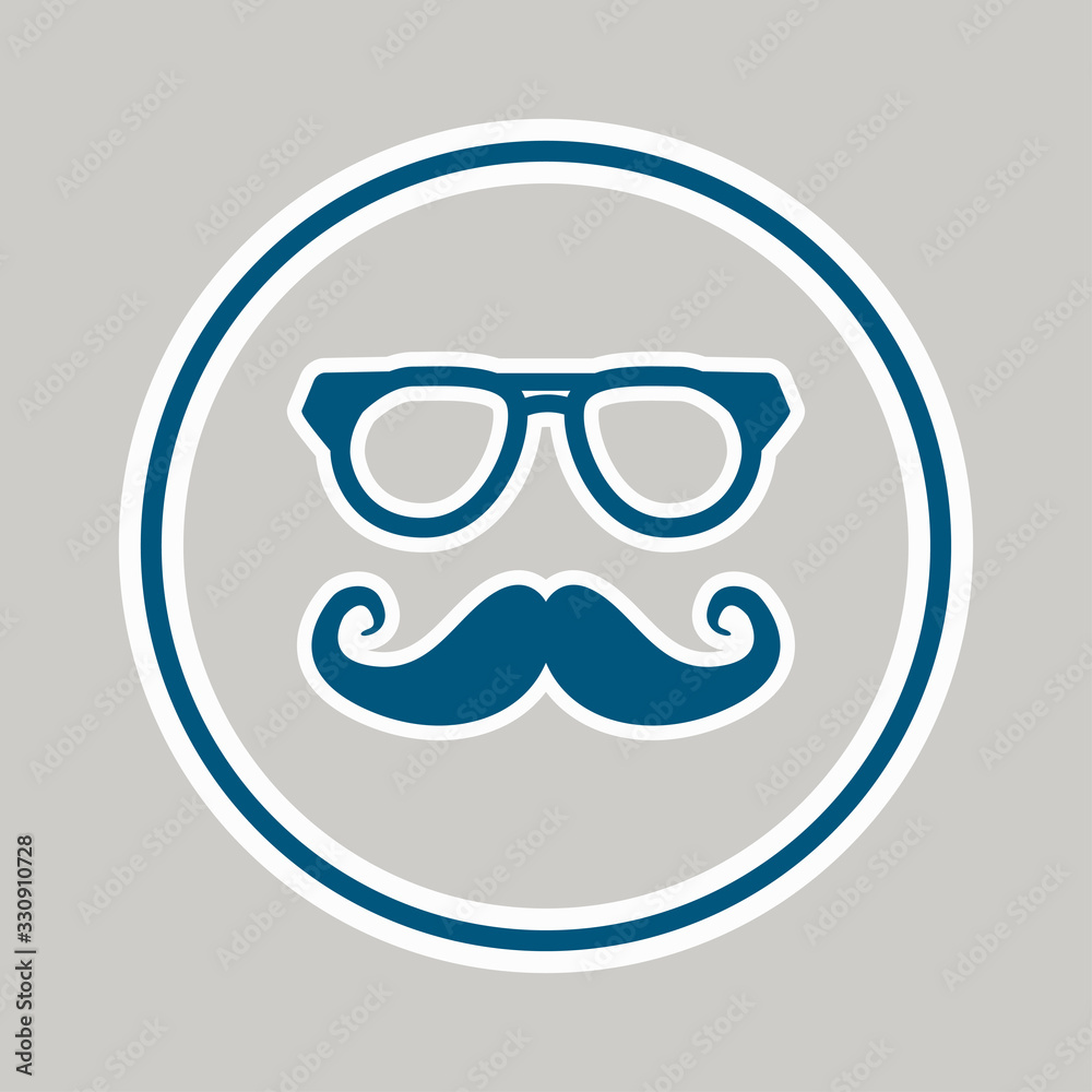 Mustache and glasses blue icon illustration design Mustache and glasses blue icon illustration design