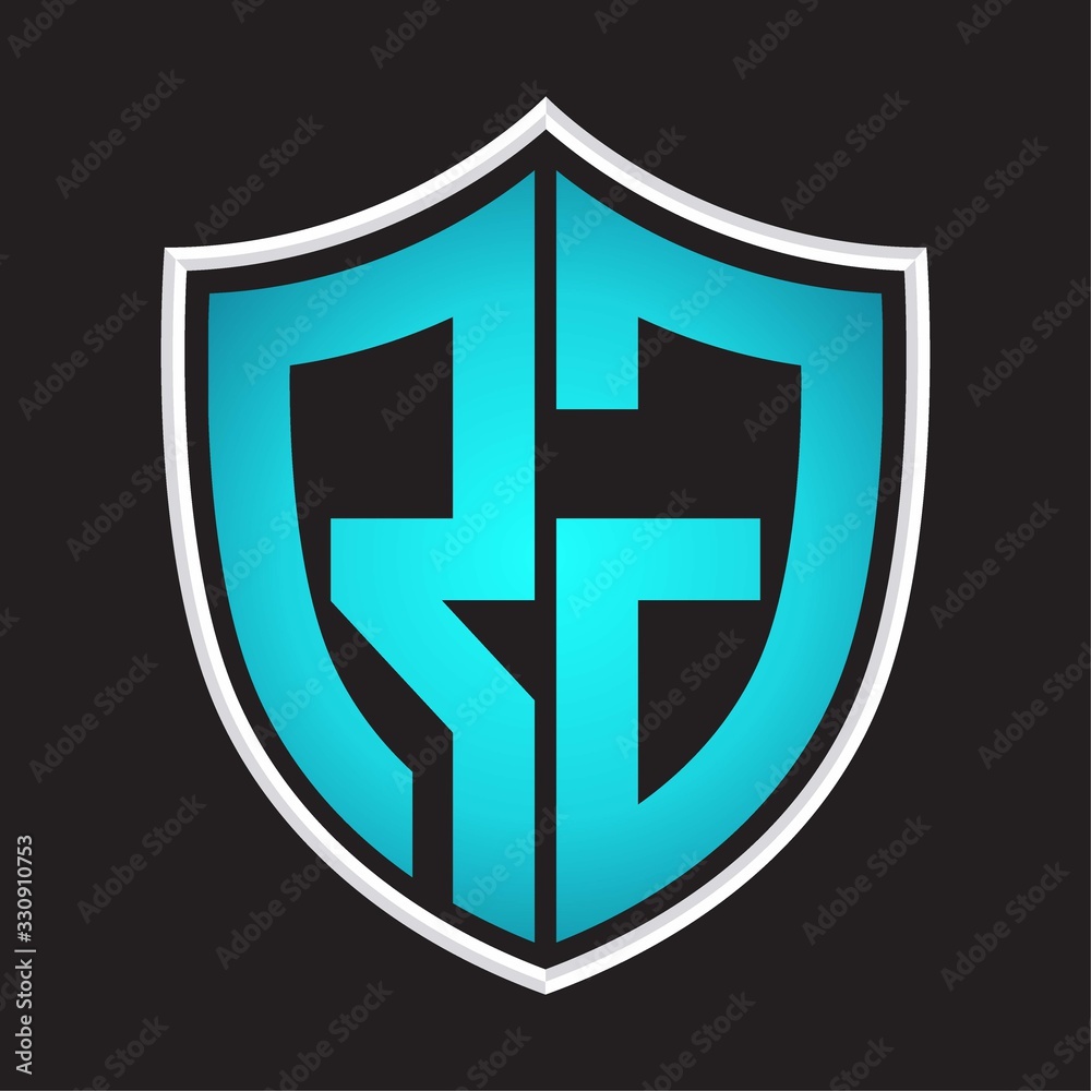 RG Logo monogram with shield shape isolated blue colors on outline design template RG Logo monogram with shield shape isolated blue colors on outline design template
