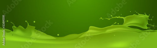 green liquid splash realistic drops and splashes fruits juice splashing horizontal vector illustration