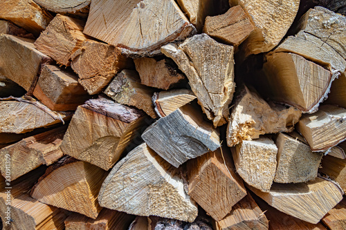 A pile of firewood, copyspace.