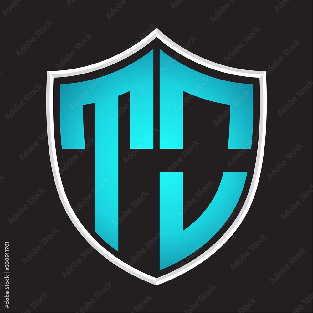 TO Logo monogram with shield shape isolated blue colors on outline design template TO Logo monogram with shield shape isolated blue colors on outline design template
