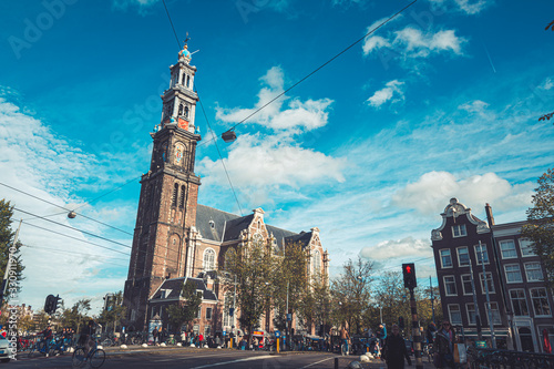 classic church in modern city