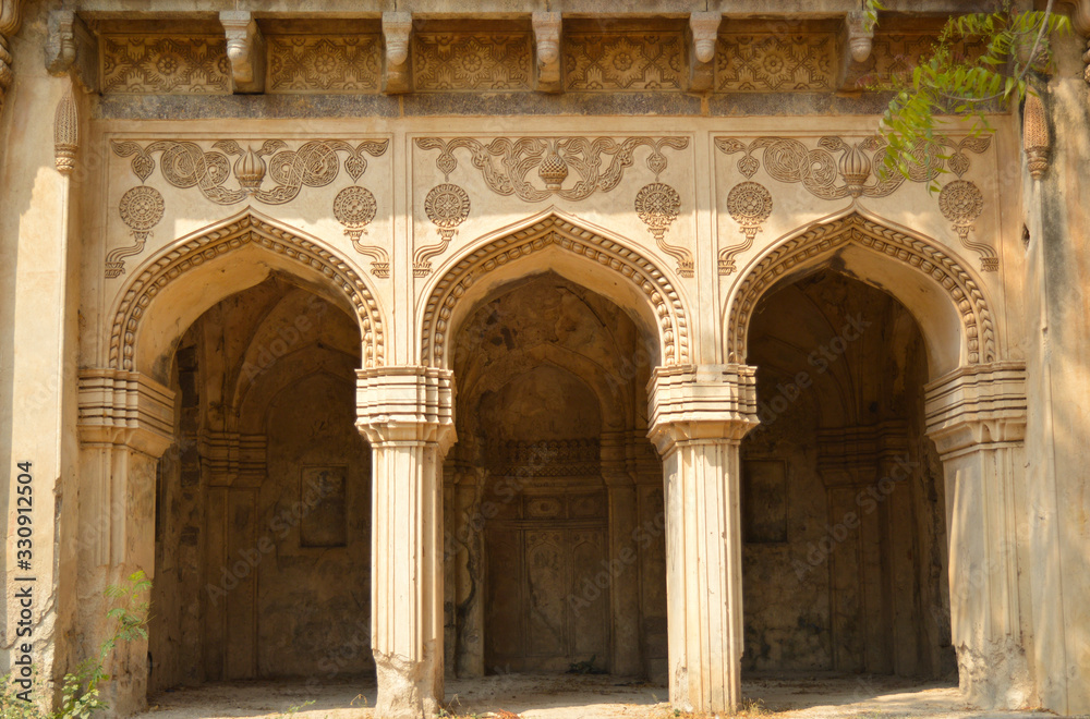 historical open mosque in seven tombs of hyderabad india