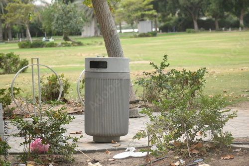 Dustbin box near road side in Abu Dhabi.Day time photography.