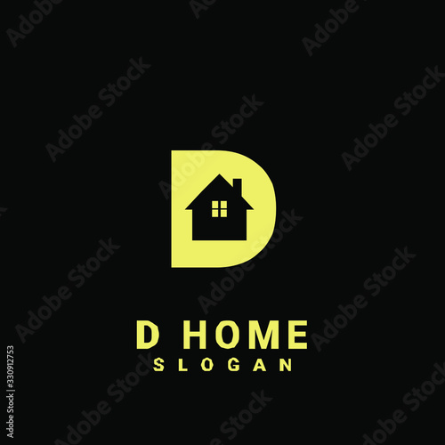 D HOUSE initial gold logo icon design	