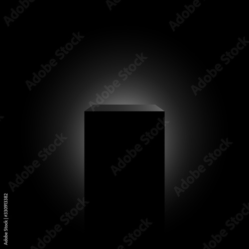 Black pedestal. Box. Vector illustration.