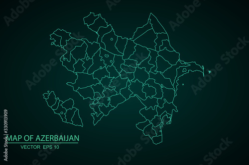 azerbaijan map - blue pastel graphic background . Vector illustration eps 10 - Vector